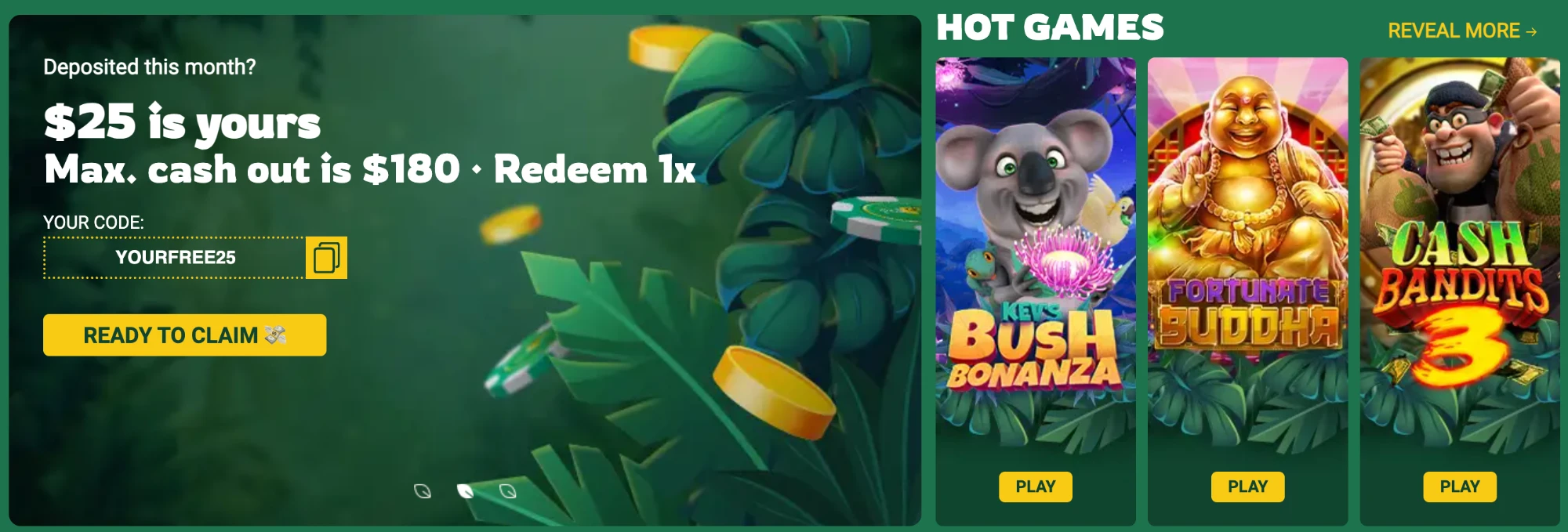 Fairgo $25 free chip code YOURFREE25 and hot games